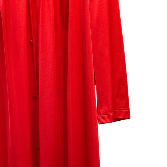 Vintage Vanity Fair Size Large Made in the USA Red Button Up Lace Collar Robe - Picture 4 of 6
